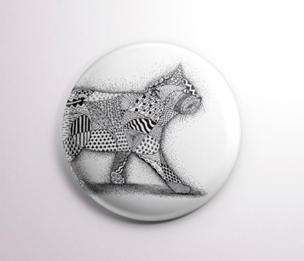 Badge chat "écrire comme un chat" diamètre 32mm